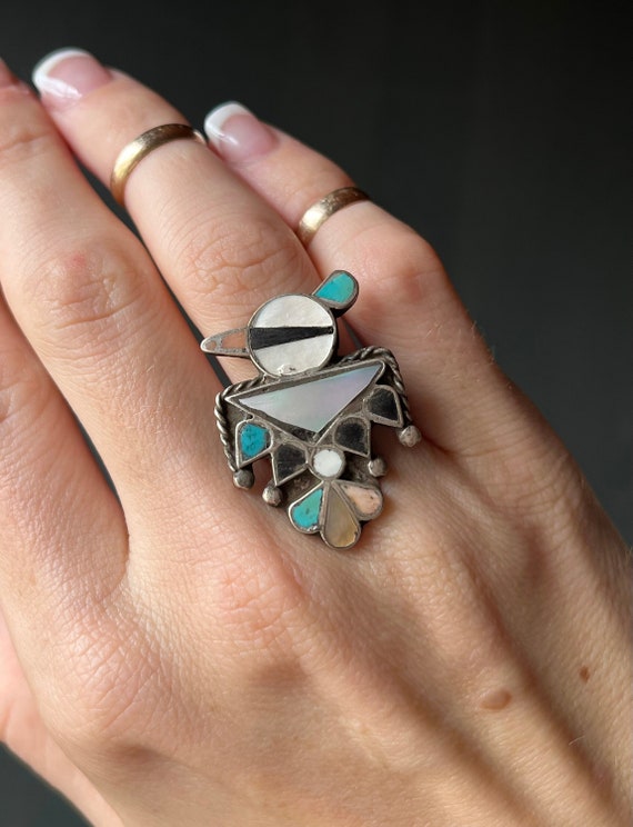 Heavy Lin Laiwakete Coral Turquoise Vintage Native American Jewelry Zuni Sterling Silver Ring- Heavy! Heavy Lin Laiwakete Coral Turquoise Vintage Native American Jewelry Zuni Sterling Silver Ring- Heavy!