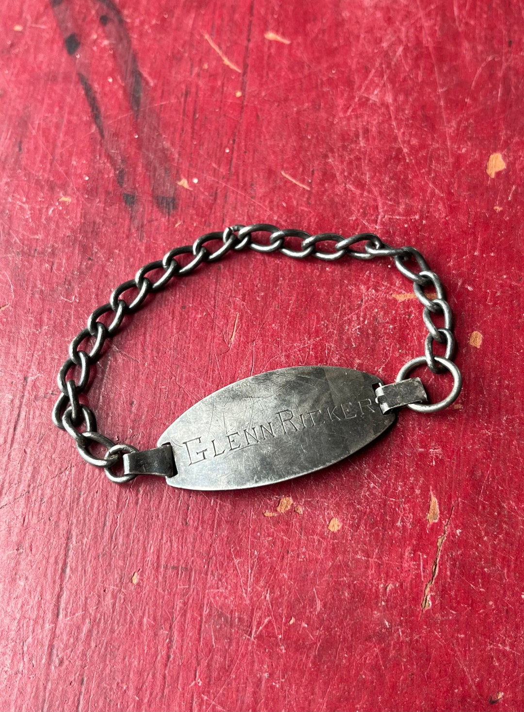 Vintage Mid-century Sterling Silver Glenn Ricker ID Link Bracelet