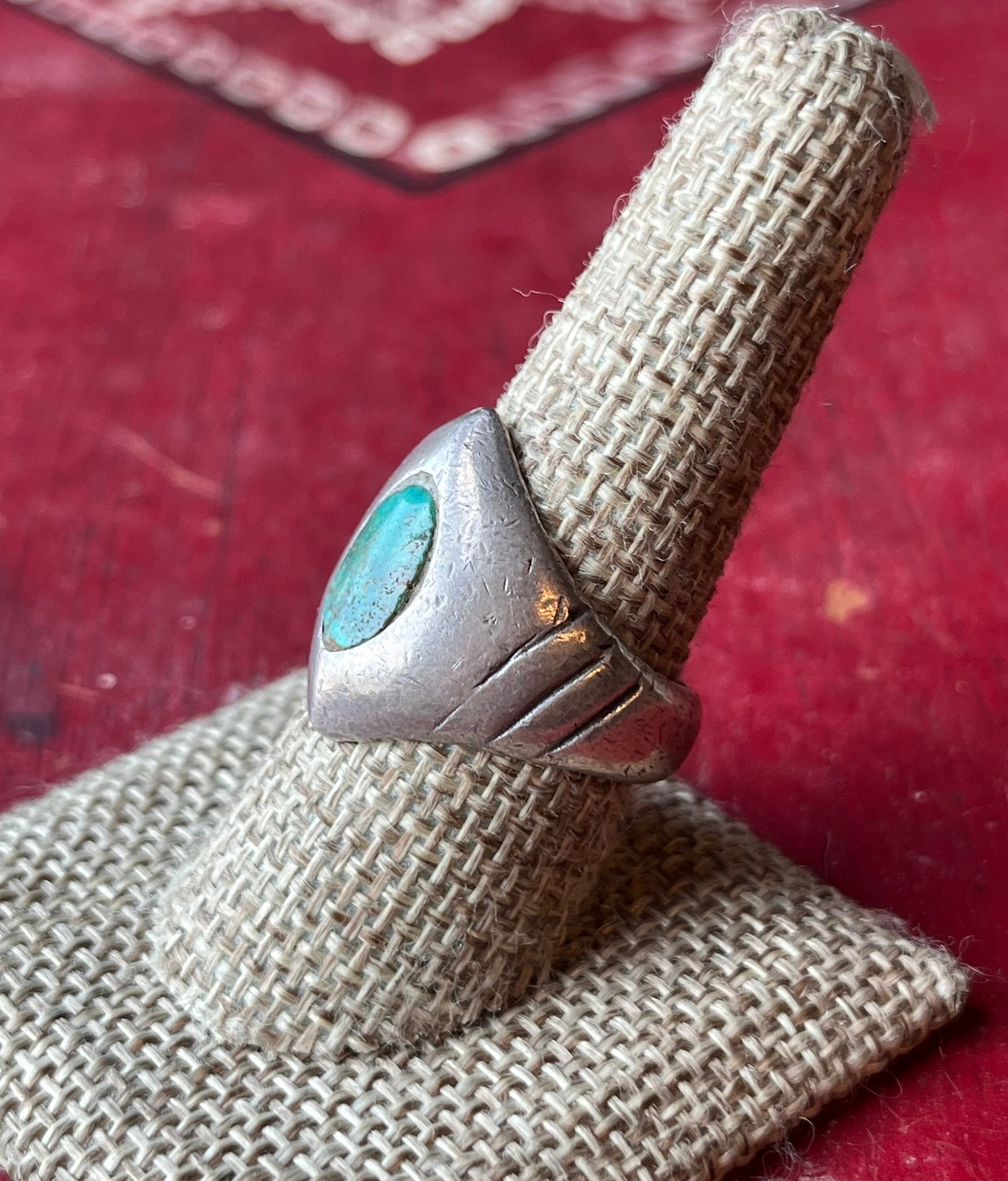 Sz 9 ~ Vintage Southwestern Native American Sterling Silver & Turquoise ...