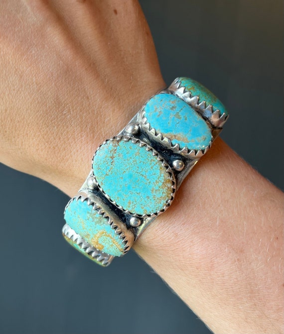 Contemporary Sterling Silver & Turquoise Cuff Brac