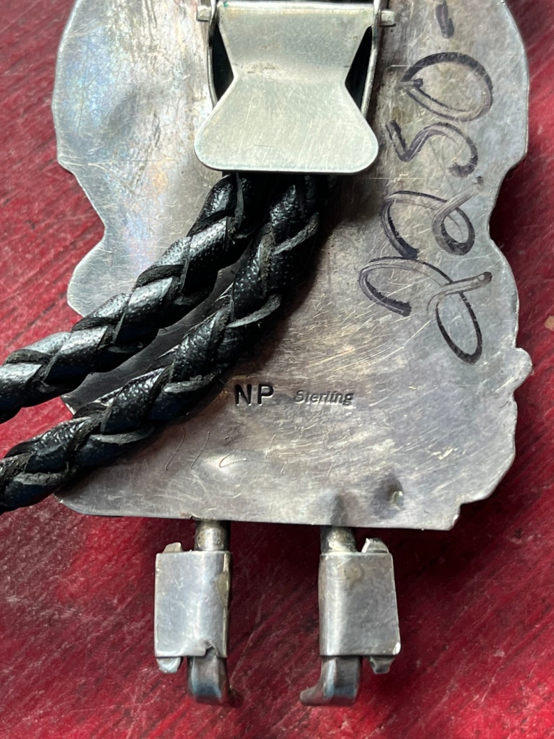Vintage Native American Navajo Sterling Silver & Turquoise Kachina Bolo ...