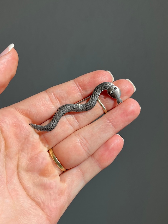 Vintage Southwest Sterling Silver Rattlesnake Pin 