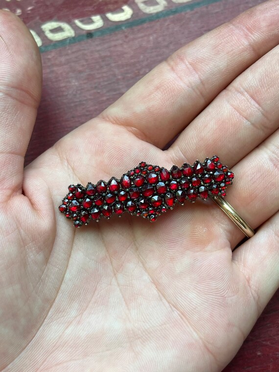 Antique 1800's Czech Bohemian Garnet Brooch - image 2