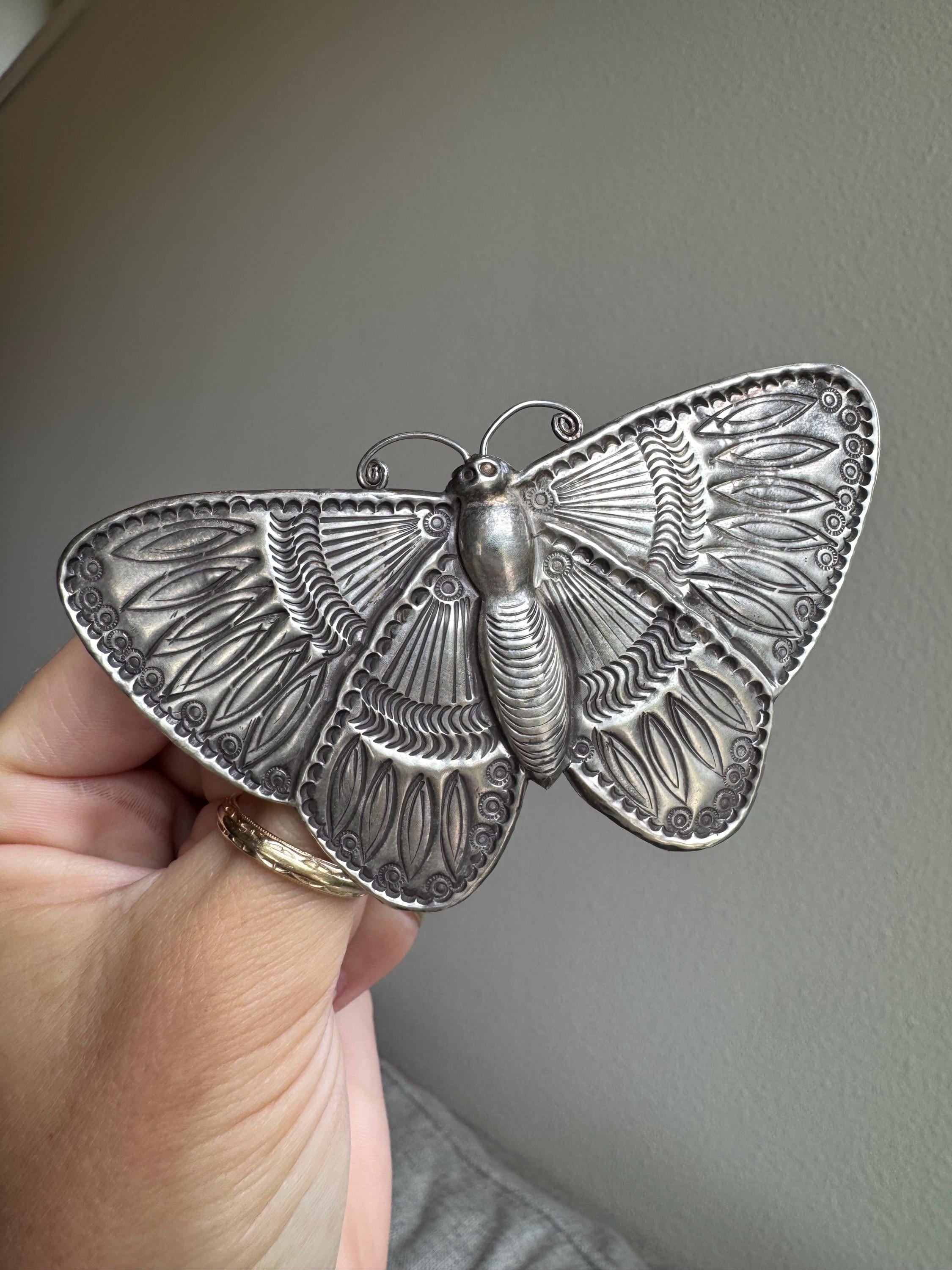 Silver Moth Hair Clip Moth, Moon Phases & Eye Silver Hair Clip main image 2