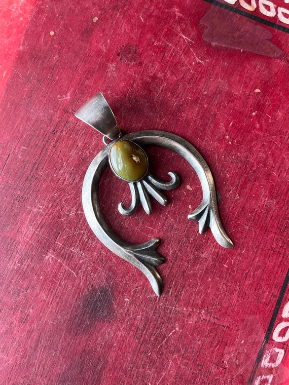 Vintage Native American Navajo Robert Chee Sterling Silver & Green