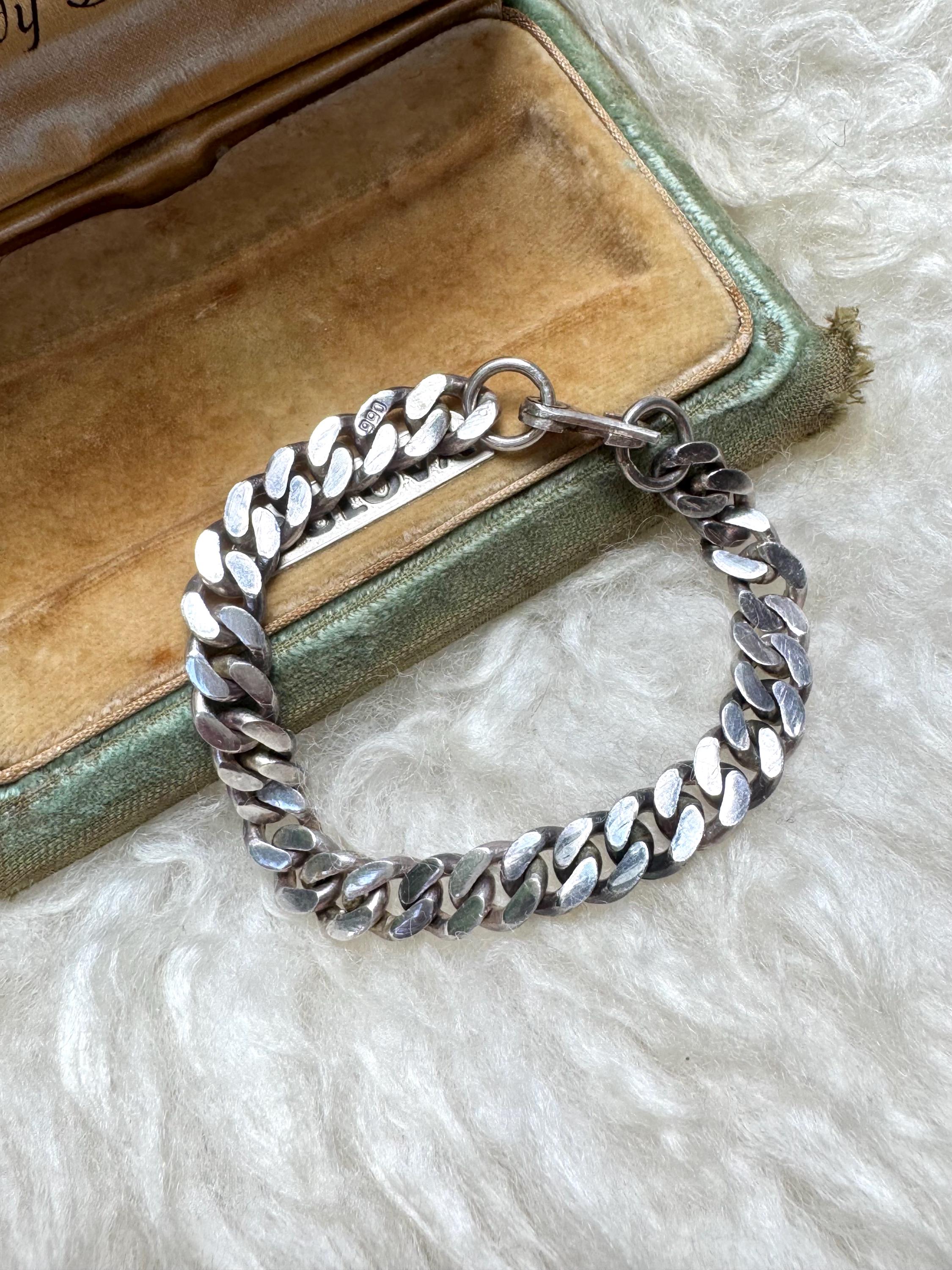 Vintage Handmade 990 Silver Cuban Link Chain Bracelet - Etsy