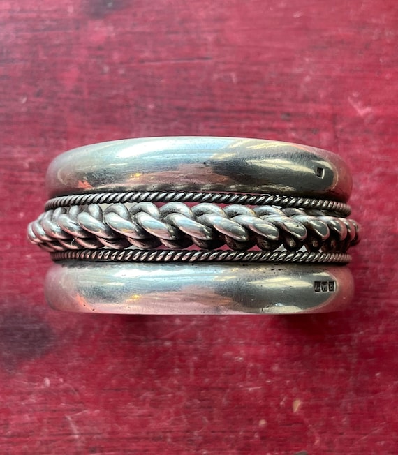 Antique Egyptian Sterling Silver Braided Cord Cuff