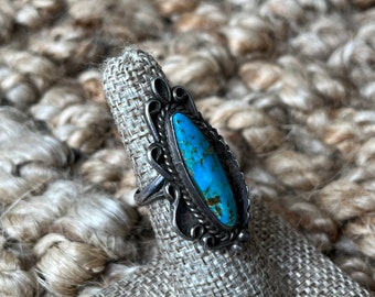 Sz 5 ~ Vintage Native American Navajo Sterling Silver & Turquoise