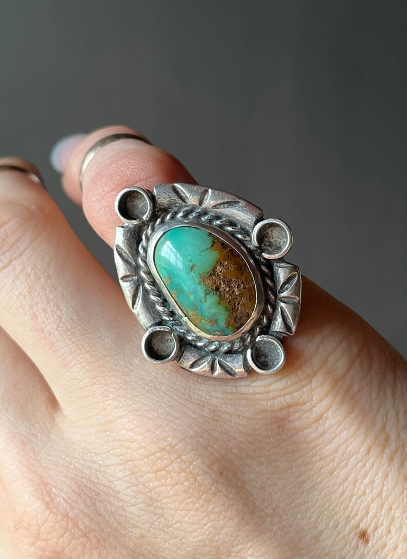 Sz 5 ~ Vintage Native American Sterling Silver & Turquoise Ring - Etsy
