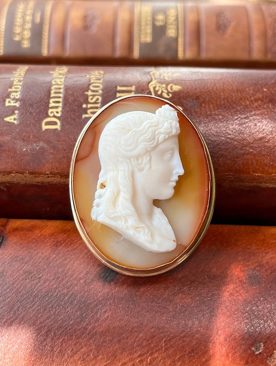 Antique 1800’s Victorian Italian Carved Agate Came