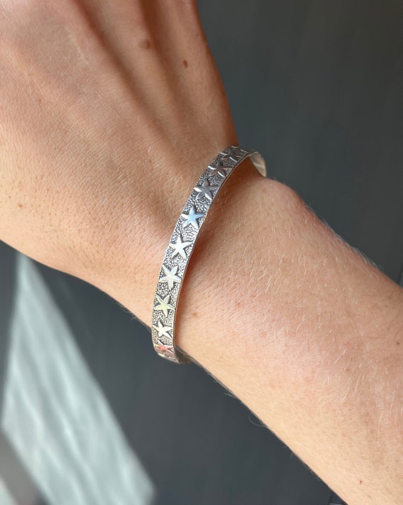 Vintage Mexico Sterling Silver Star Stacking Bangle Bracelet - Etsy