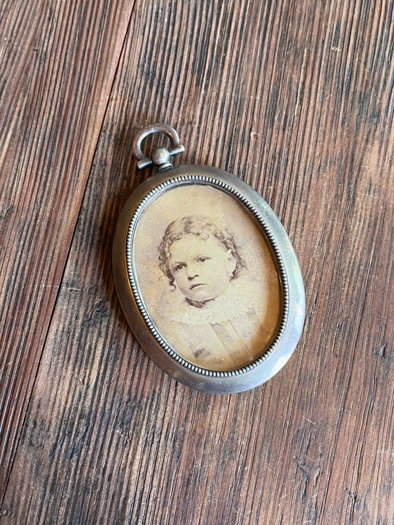 Large Antique Sterling Silver Picture Locket