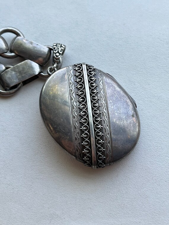 Antique Victorian European Silver Mourning Locket… - image 4