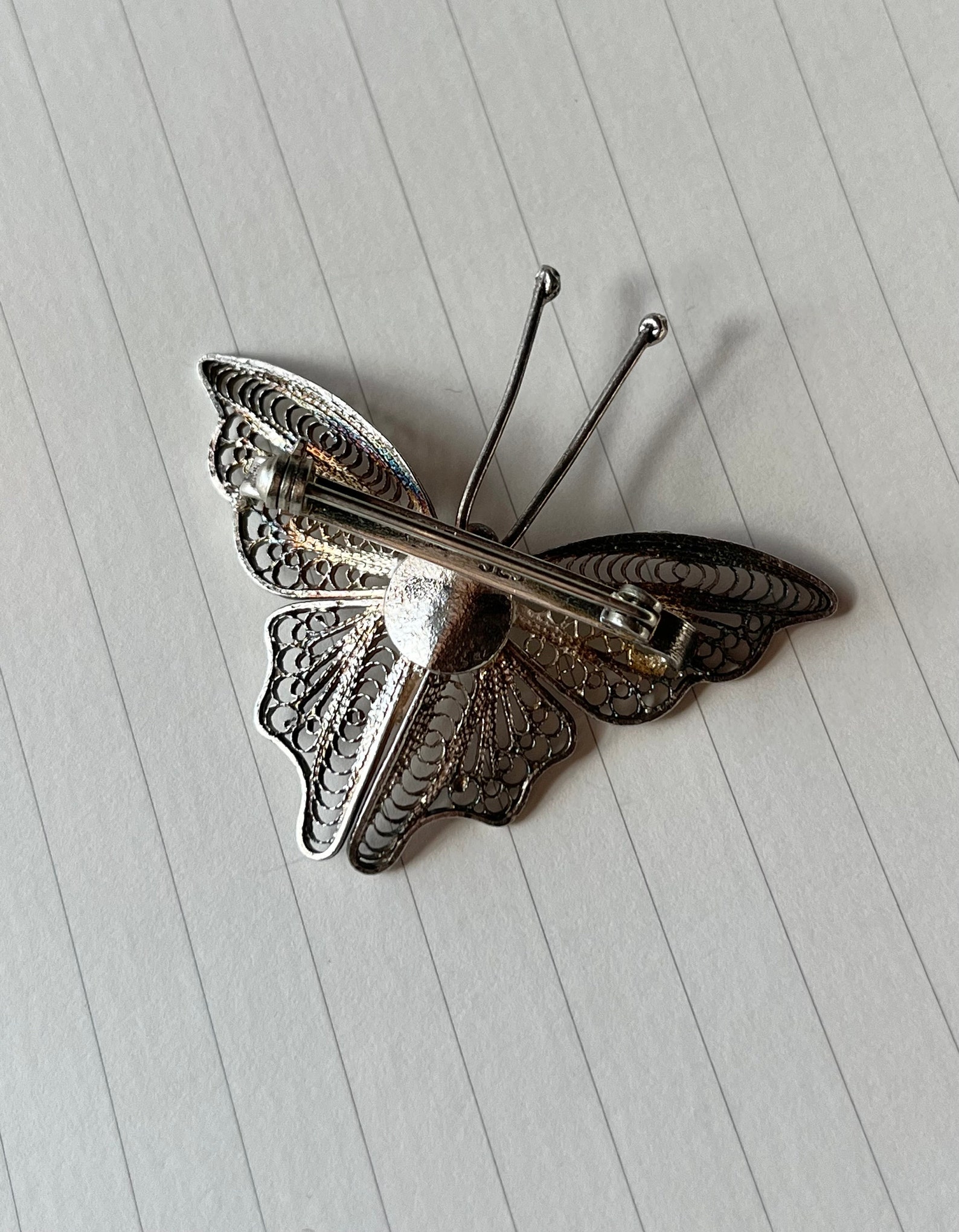 Vintage Mid-century Sterling Silver Filigree Butterfly Pin Brooch - Etsy