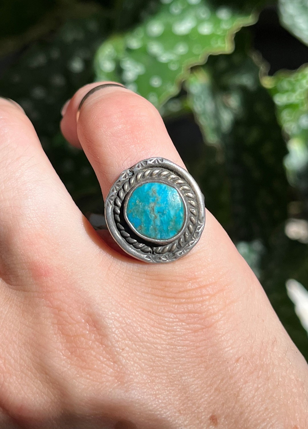 Sz 5 ~ Vintage Native American Navajo Sterling Silver & Turquoise