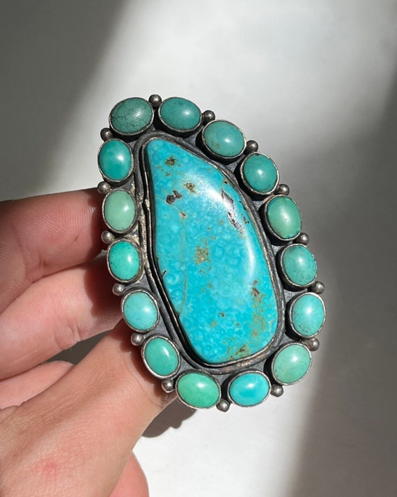 Sz 7 ~ Contemporary Sterling Silver & Turquoise C… - image 2