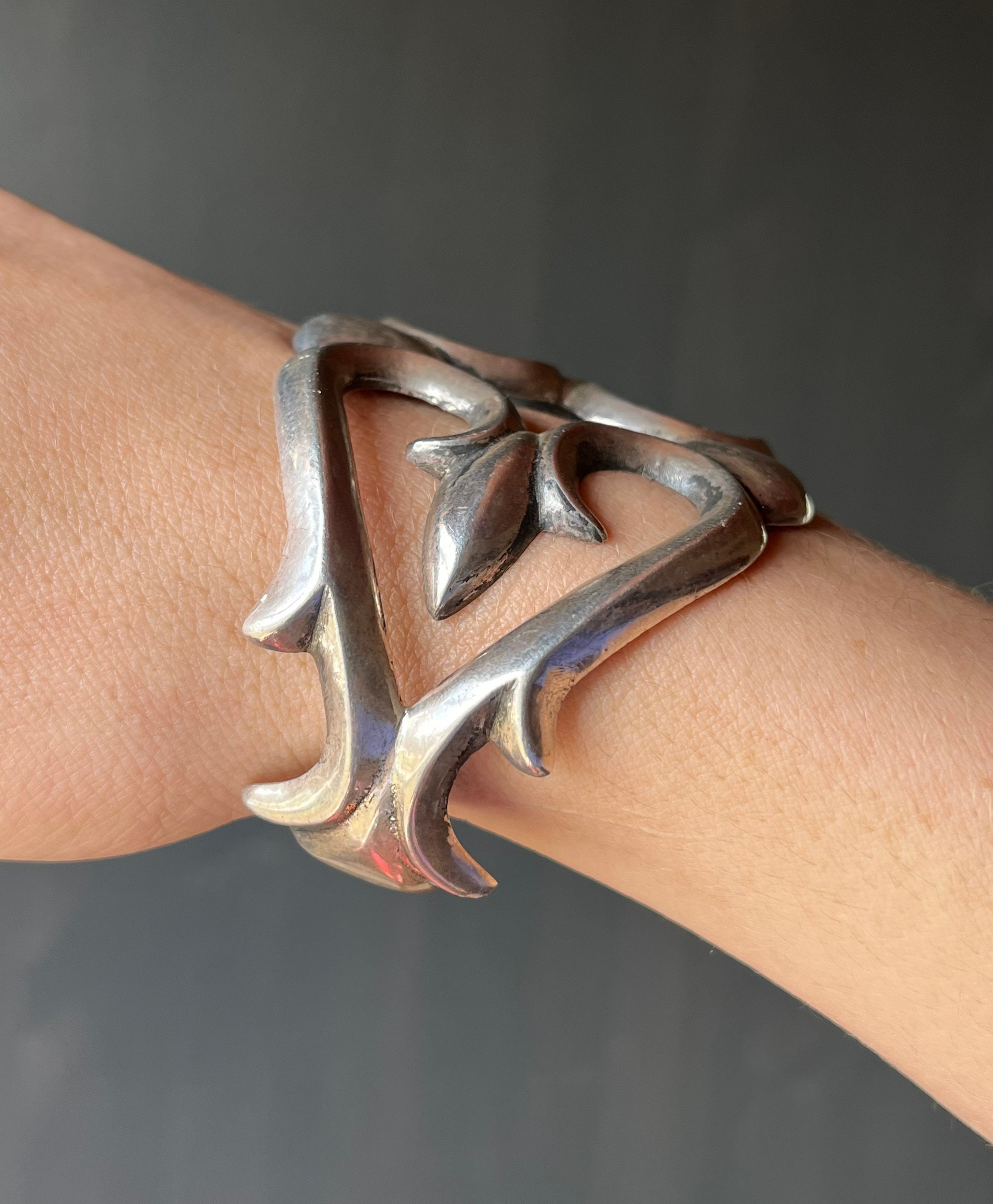 Vintage Native American Navajo Sterling Silver Sandcast Cuff