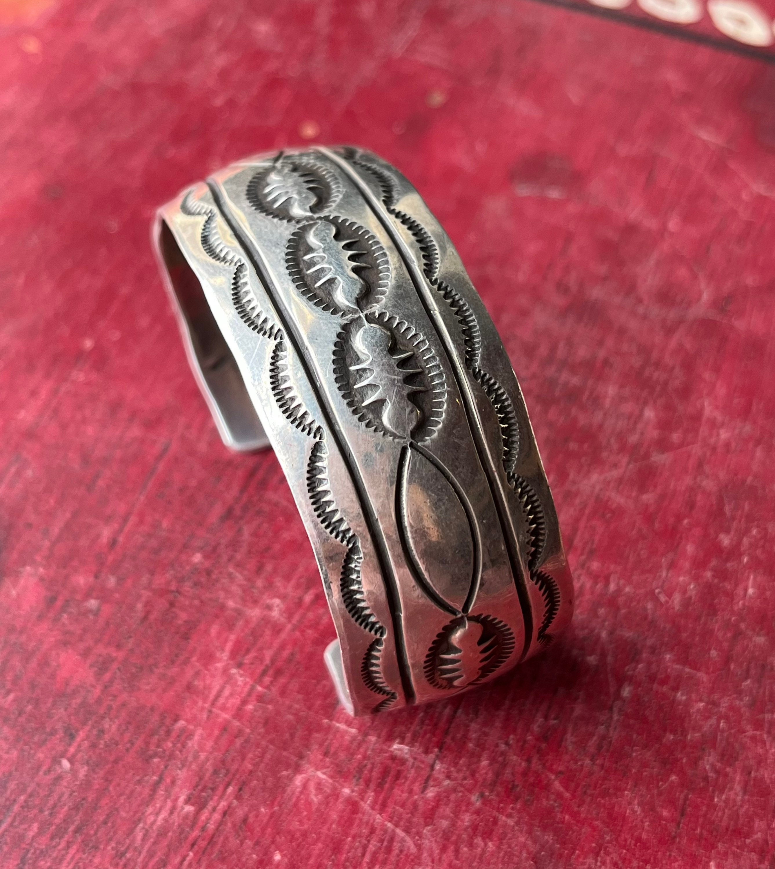 Vintage Native American Navajo Sterling Silver Stamped Cuff Vintage Native American Navajo Sterling Silver Stamped Cuff
