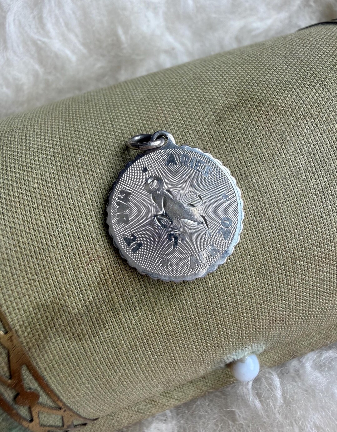 Vintage Aries Sterling Silver .925 Zodiac Medallion Charm Pendant - Etsy