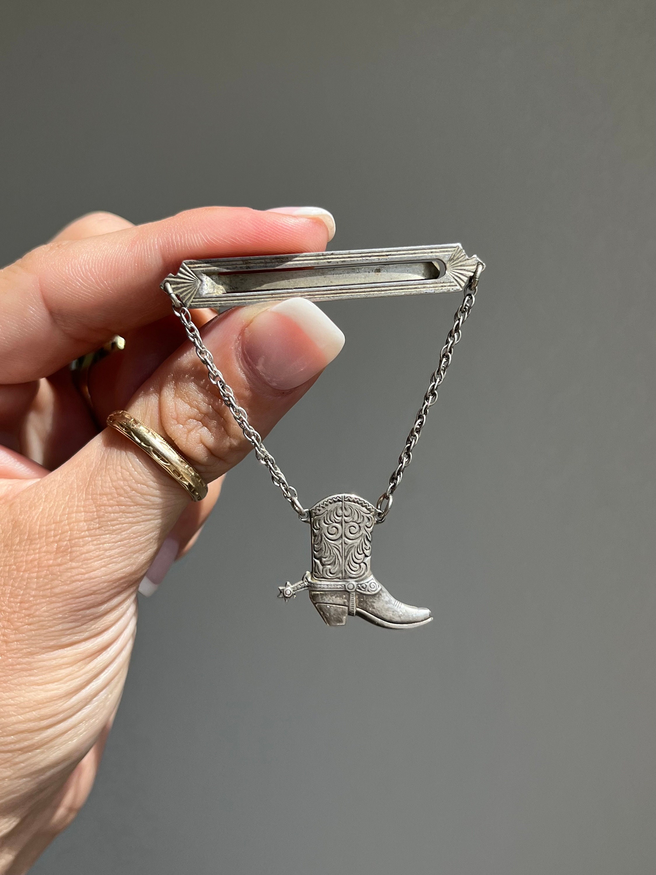 Pince à Cravate Antique En Argent Sterling Forme éperon De Botte - Occasion