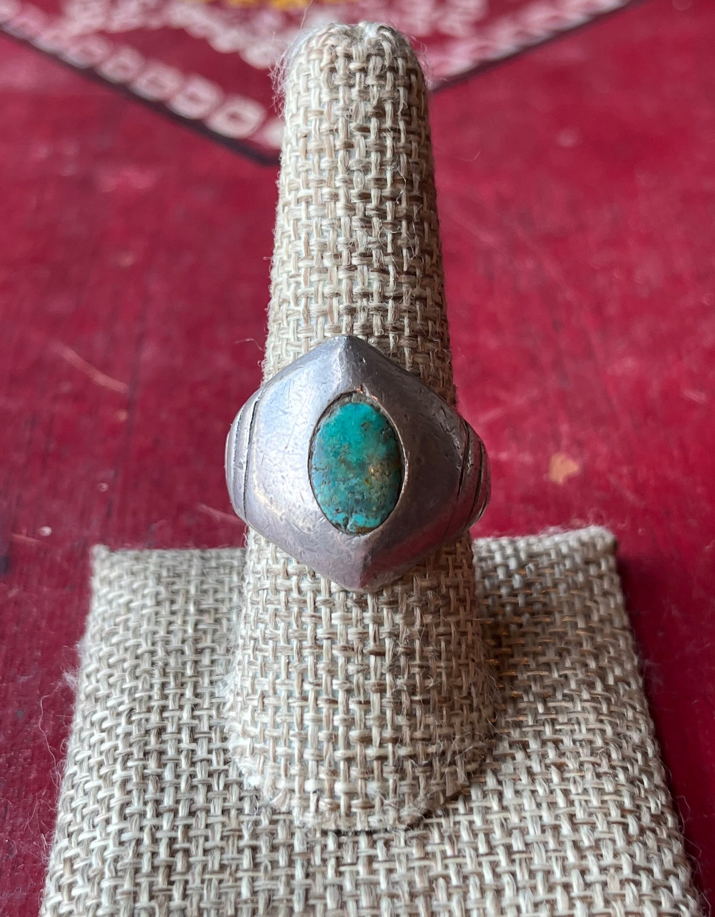 Sz 9 ~ Vintage Southwestern Native American Sterling Silver & Turquoise ...