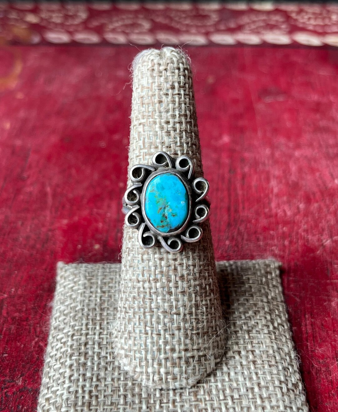 Sz 7 ~ Vintage Southwestern Native American Sterling Silver & Turquoise ...