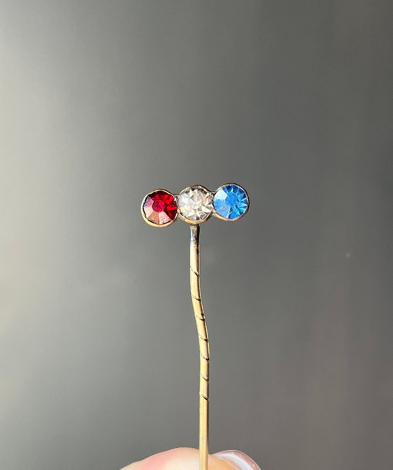 Antique Gold Filled Red White & Blue Rhinestone St