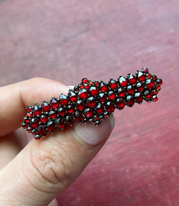 Antique 1800's Czech Bohemian Garnet Brooch - image 4