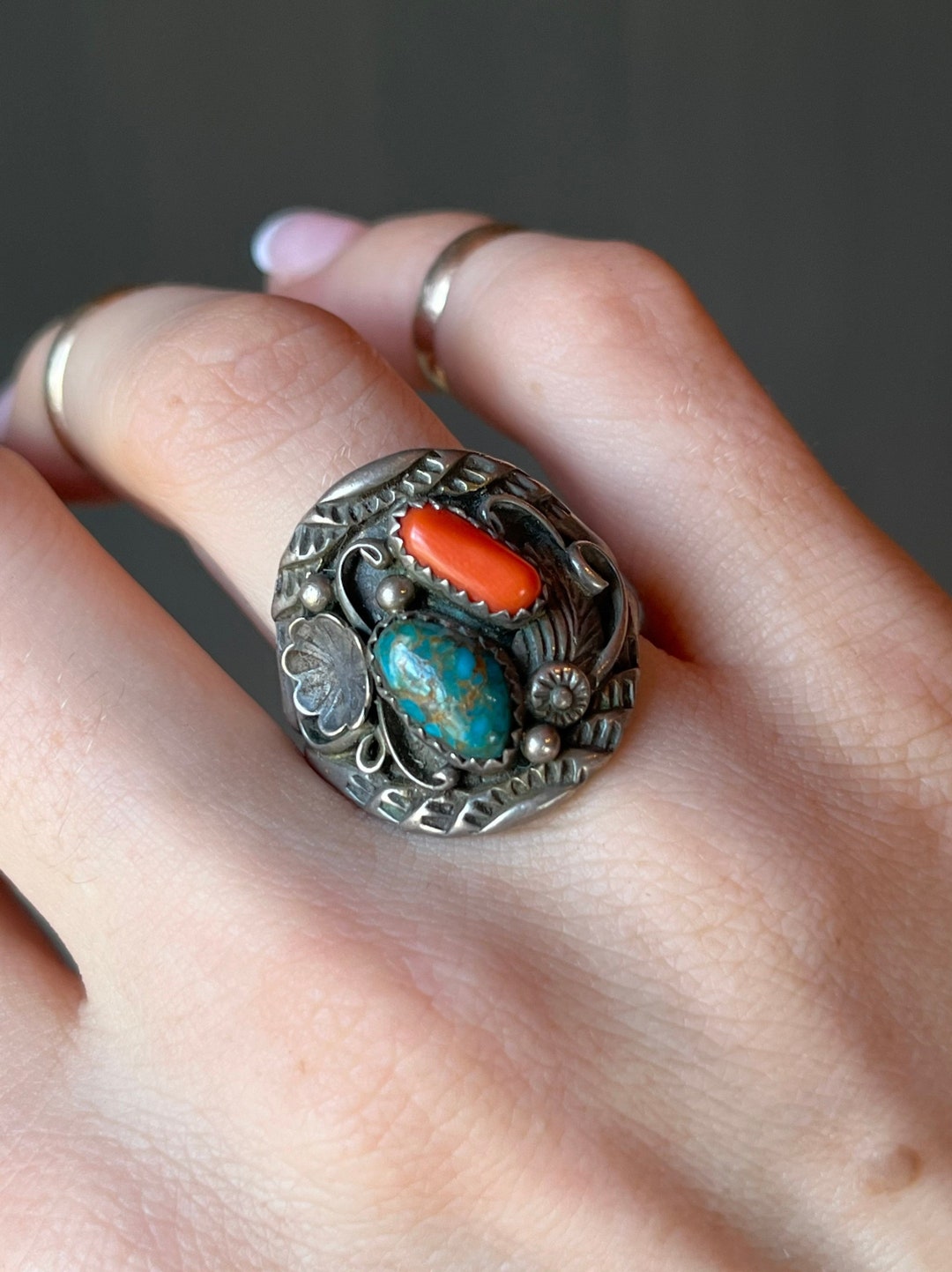 Sz 11 ~ Vintage Native American Navajo Thomas J Sterling Silver