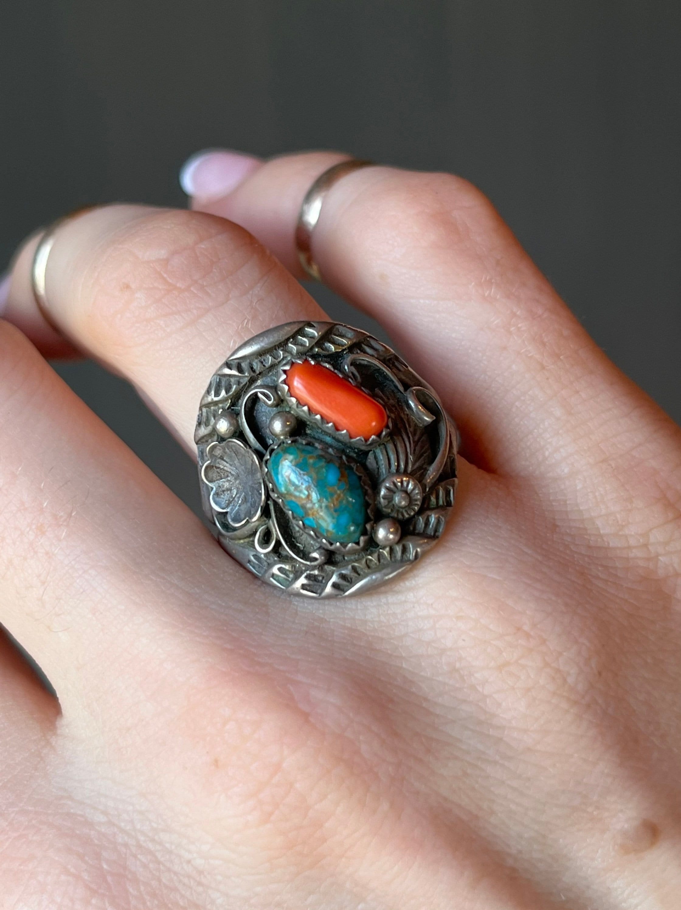 Sz 11 ~ Vintage Native American Navajo Thomas J Sterling Silver