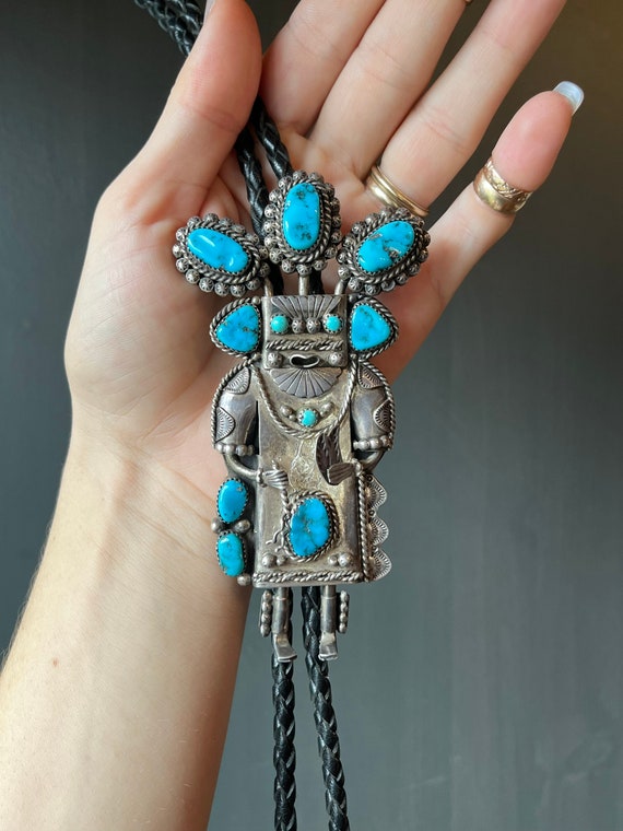 Huge Vintage Navajo Horse Turquoise Native American Jewelry Silver Bolo Tie Huge Vintage Navajo Horse Turquoise Native American Jewelry Silver Bolo Tie