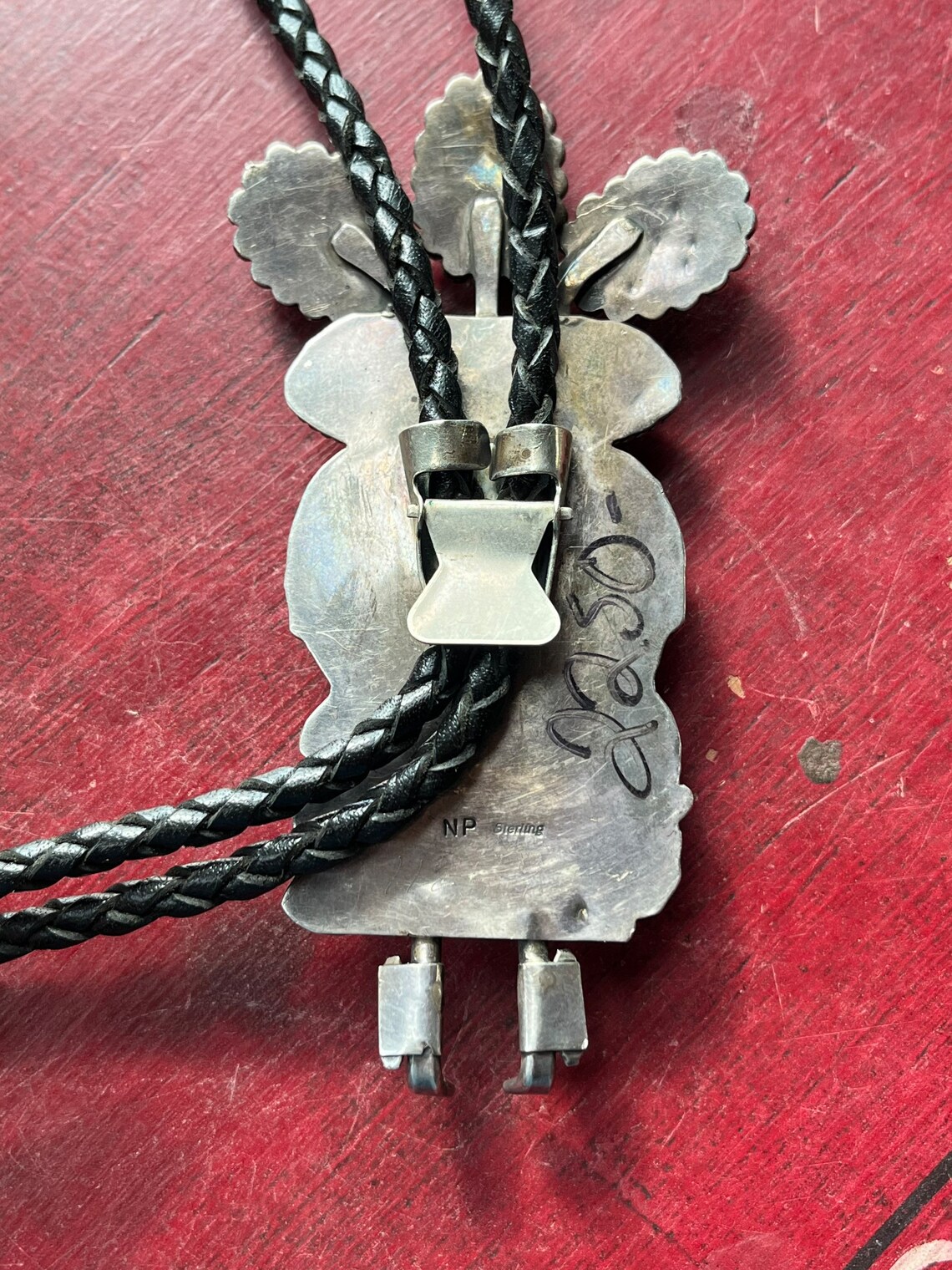Vintage Native American Navajo Sterling Silver & Turquoise Kachina Bolo ...