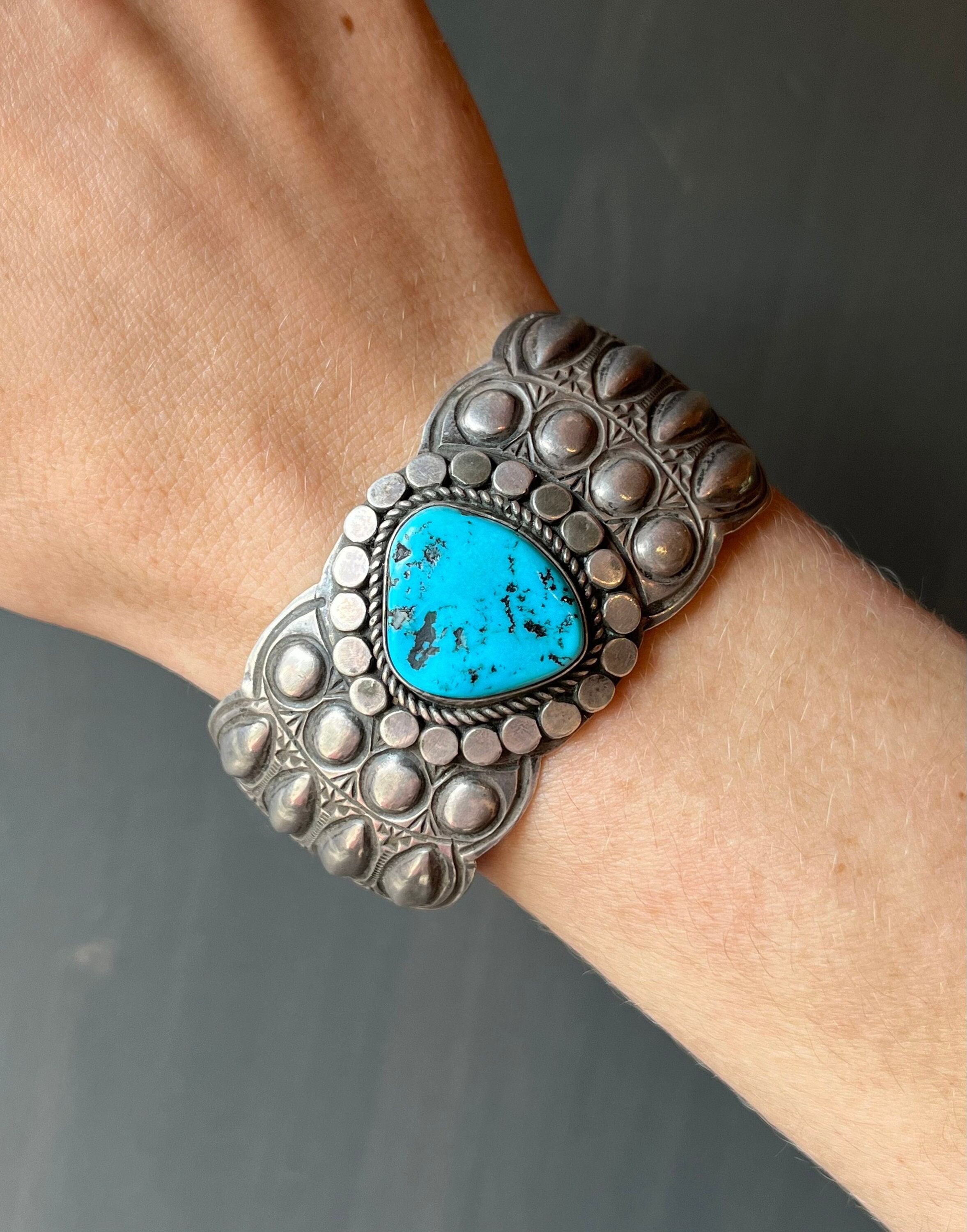 Vintage Native American Navajo WB Sterling Silver & Turquoise