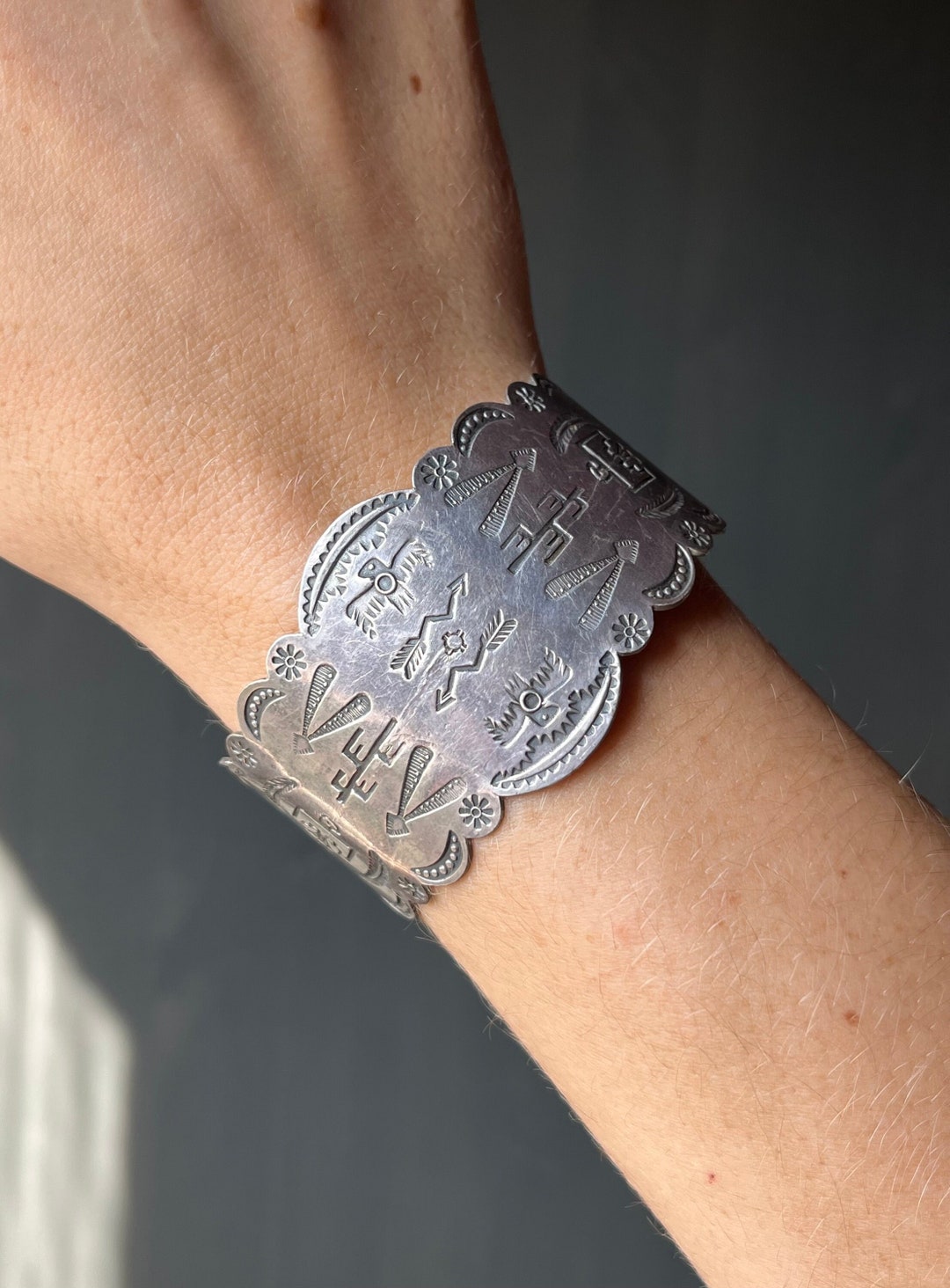 Vintage 30s/40s Sterling Thunderbird Stamped Fred Harvey Era Cuff