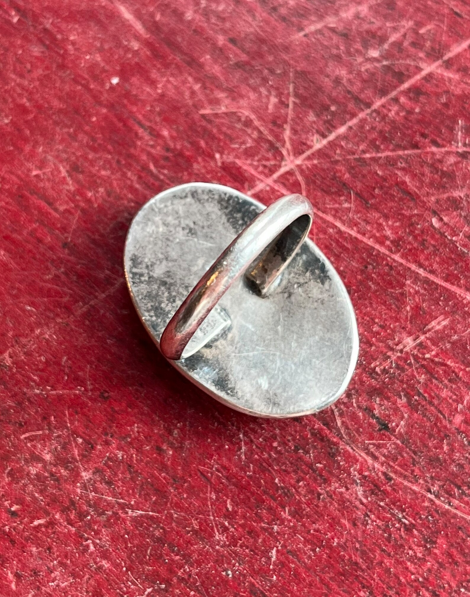 Sz 7 ~ Vintage Native American Navajo Sterling Silver & Coral Shadow ...