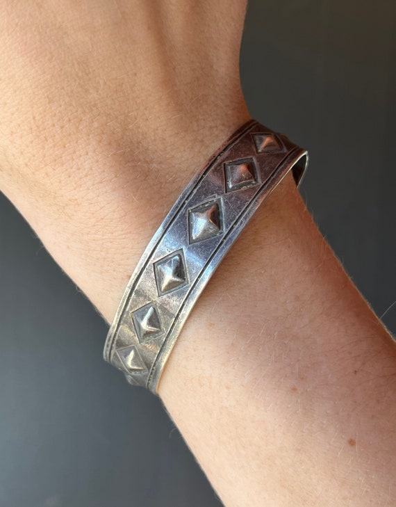 Vintage Southwestern Sterling Silver Repoussé Cuff