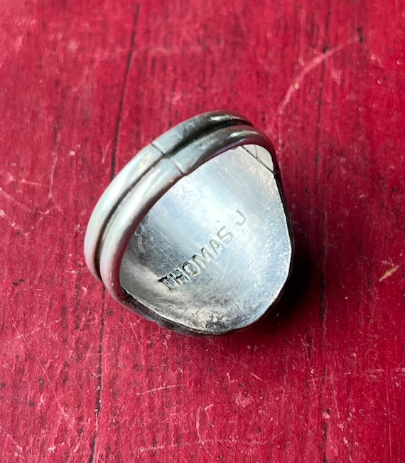NAVAJO コーラルリング 22号 スターリングシルバー Sz 11 ~ Vintage Native American Navajo Thomas J Sterling Silver