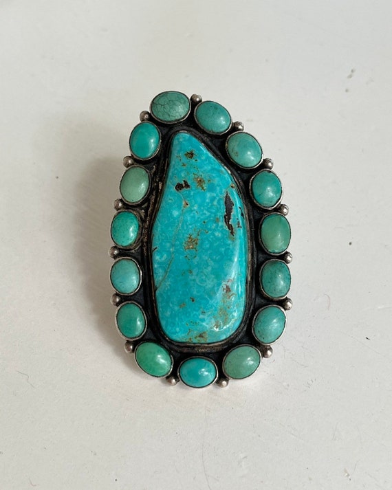 Sz 7 ~ Contemporary Sterling Silver & Turquoise C… - image 4