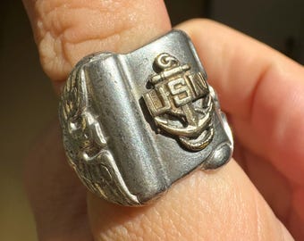 Vintage WWII Usa Us Navy MILITARY Sterling Silver Ring - Etsy