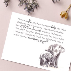 Imagen digital / Pérdida de bebé Aborto espontáneo Nacimiento muerto Simpatía Tarjeta de felicitación / Madre y bebé elefante