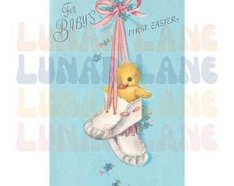 Digital Image | Vintage Easter Card | Baby's First Easter