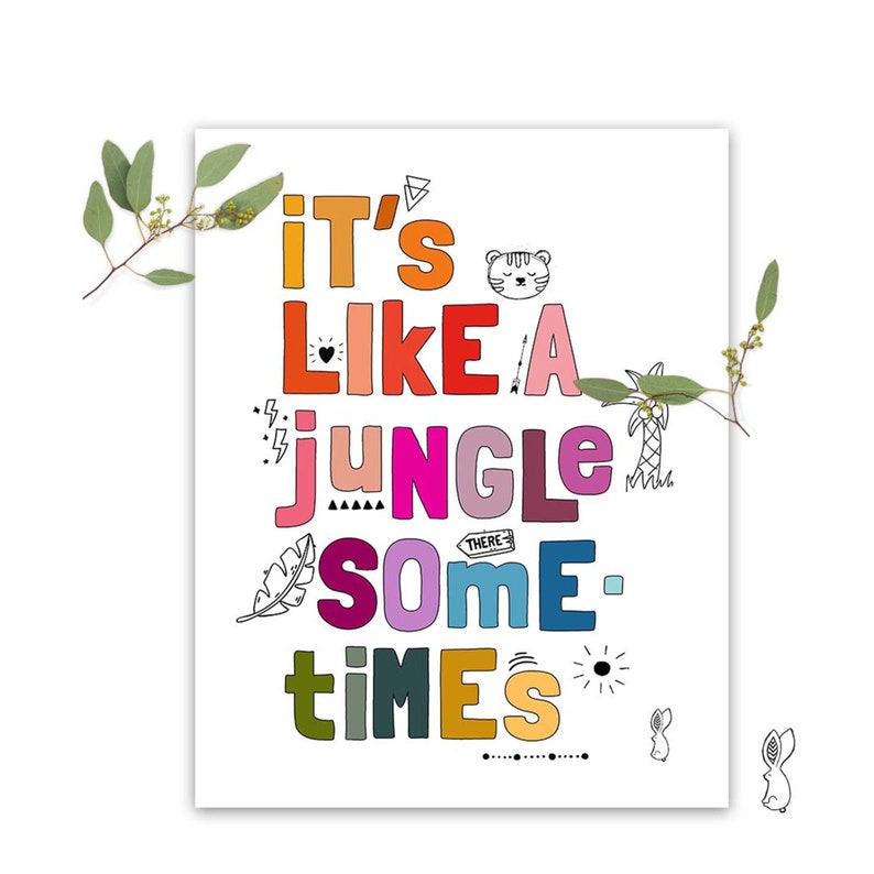 It's a jungle white kids quote jungle prints Jungle Etsy