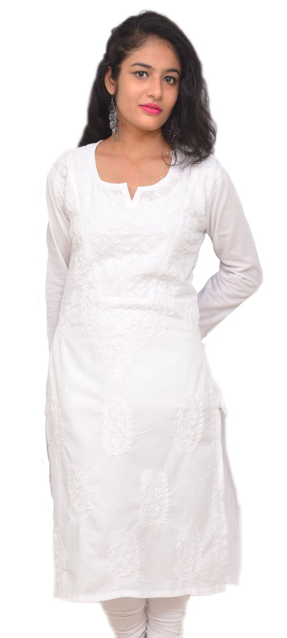chikan kurti neck designs
