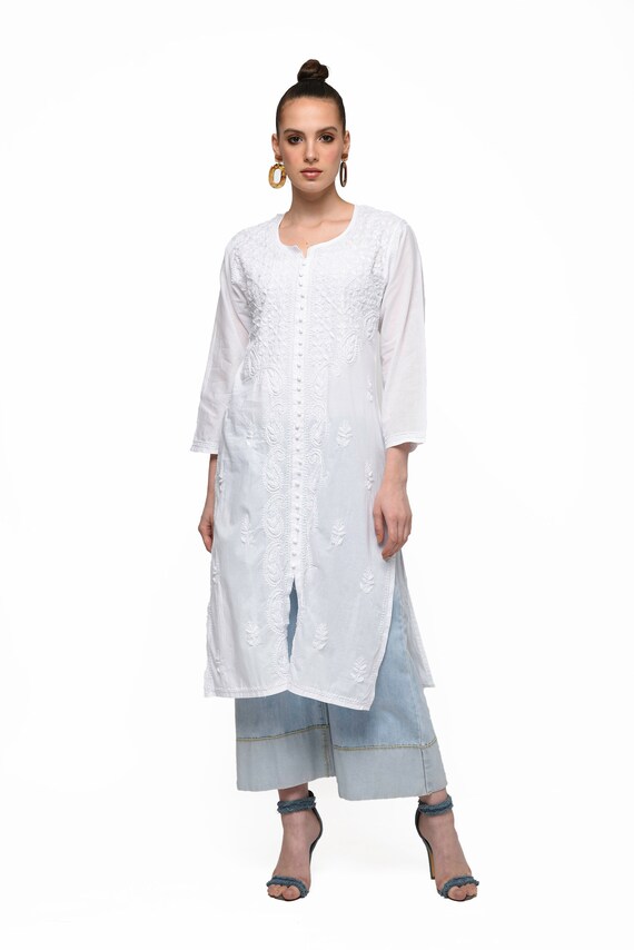 white chikankari dress