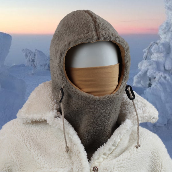 Winter Hood & Tube Scarf PDF sewing pattern, balaclava hood, snow hood, winter hat, ski hood,