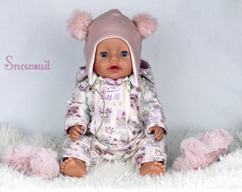 Schneeanzug, Mütze und Socken, PDF-Schnittmuster, Babypuppe 44cm (17 1/3"), downloadbar