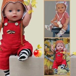 Zakoverall, bodysuit met korte mouwen, sokken en zakdoek, PDF-naaipatroon, babypop 44 cm (17 1/3"), downloadbaar