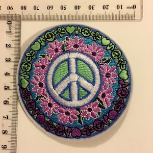 Iron on Patch Hippie Patch Peace Sign Denim jacket Patch Applique festival Patch Iron on transfer patches for jacket embriodered