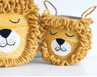 Small lion belly basket - toy storage basket for kids safari theme bedroom