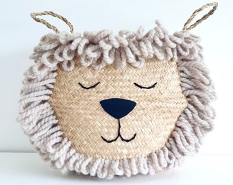 Large natural lion seagrass belly basket For IKEA Kallax unit storage handmade by Bellybambino